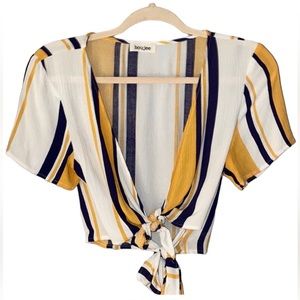 Women’s Boujee Striped Double Tie Front Blouse Small